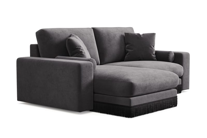 Adelsö by Gynning 3-seter Vendbar L-formet Dyp Divansofa i fløyel - Mørkegrå - Møbler - Sofaer - Fløyelssofaer
