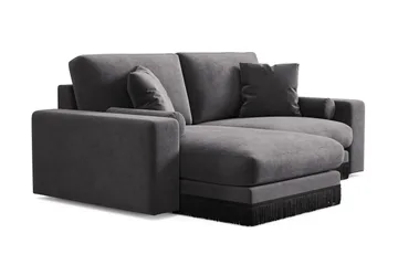 Adelsö by Gynning 3-seter Vendbar L-formet Dyp Divansofa i fløyel - Mørkegrå - Møbler - Sofaer - Fløyelssofaer