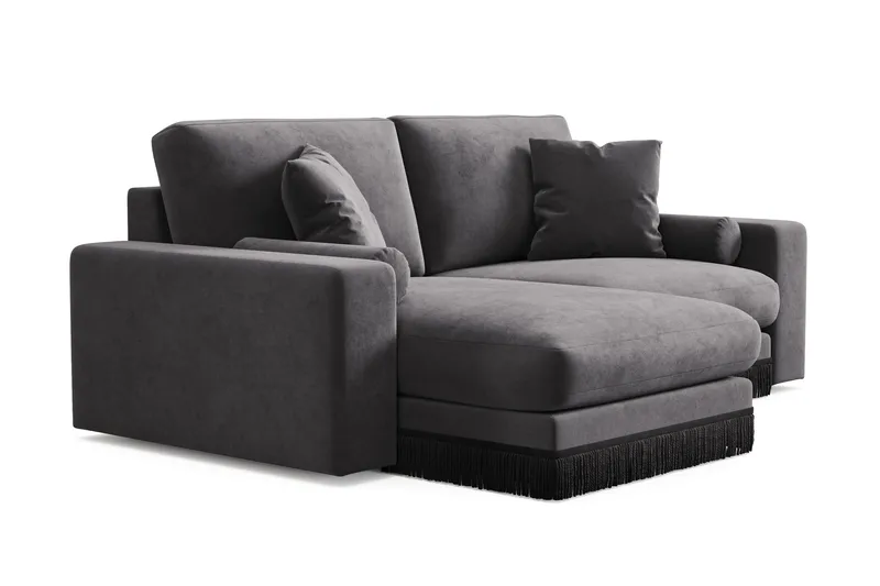 Adelsö by Gynning 3-seter Vendbar L-formet Dyp Divansofa i fløyel - Mørkegrå - Møbler - Sofaer - Fløyelssofaer