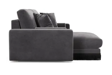 Adelsö by Gynning 3-seter Vendbar L-formet Dyp Divansofa i fløyel - Mørkegrå - Møbler - Sofaer - Fløyelssofaer