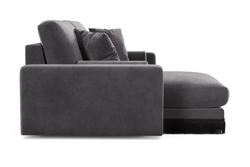 Adelsö by Gynning 3-seter Vendbar L-formet Dyp Divansofa i fløyel - Mørkegrå - Møbler - Sofaer - Fløyelssofaer