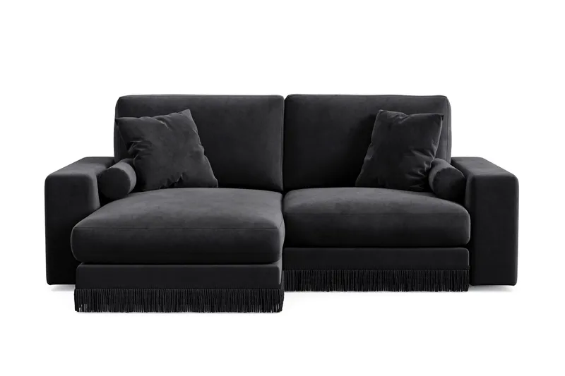 Adelsö by Gynning 3-seter Vendbar L-formet Dyp Divansofa i fløyel, Svart