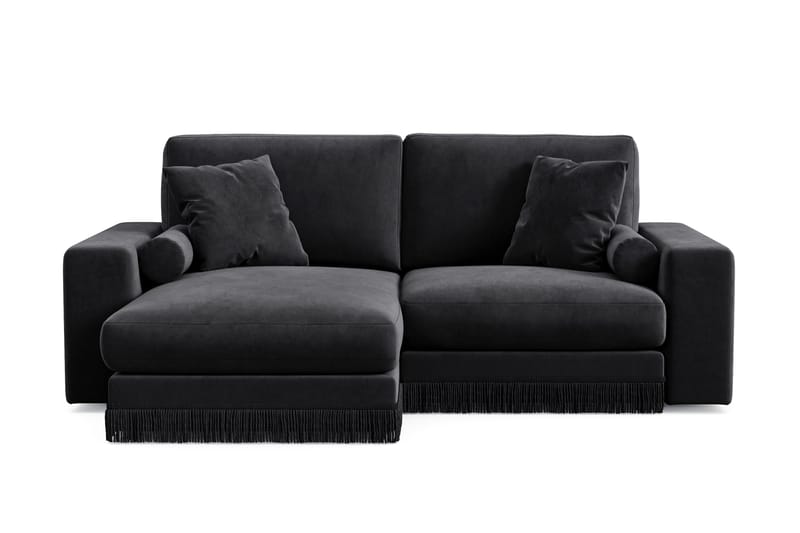 Adelsö by Gynning 3-seter Vendbar L-formet Dyp Divansofa i fløyel - Svart - Møbler - Sofaer - Fløyelssofaer