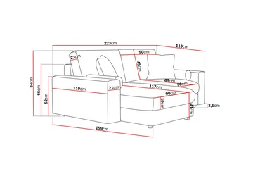 Adelsö by Gynning 3-seter Vendbar L-formet Dyp Divansofa i stoff - Brun - Møbler - Sofaer - Sofaer med sjeselong - 3 seters sofa med divan