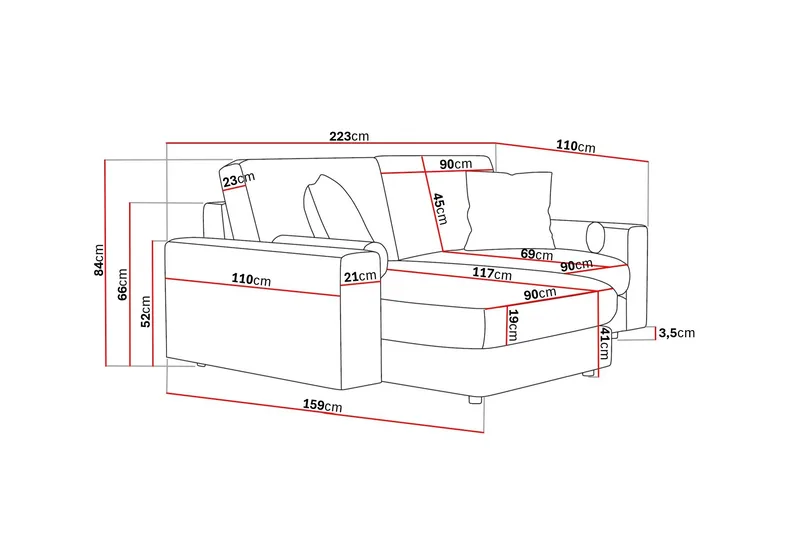 Adelsö by Gynning 3-seter Vendbar L-formet Dyp Divansofa i stoff - Brun - Møbler - Sofaer - Sofaer med sjeselong - 3 seters sofa med divan