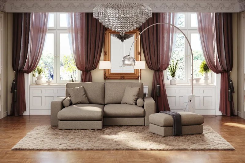 Adelsö by Gynning 3-seter Vendbar L-formet Dyp Divansofa i stoff - Brun - Møbler - Sofaer - Sofaer med sjeselong - 3 seters sofa med divan