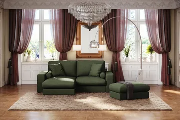 Adelsö by Gynning 3-seter Vendbar L-formet Dyp Divansofa i stoff - Grön - Møbler - Sofaer - Sofaer med sjeselong - 3 seters sofa med divan