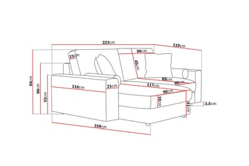 Adelsö by Gynning 3-seter Vendbar L-formet Dyp Divansofa i stoff - Lysegrå - Møbler - Sofaer - Sofaer med sjeselong - 3 seters sofa med divan