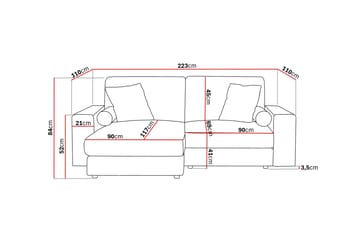 Adelsö by Gynning 3-seter Vendbar L-formet Dyp Divansofa i stoff - Lysegrå - Møbler - Sofaer - Sofaer med sjeselong - 3 seters sofa med divan