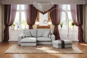 Adelsö by Gynning 3-seter Vendbar L-formet Dyp Divansofa i stoff - Lysegrå - Møbler - Sofaer - Sofaer med sjeselong - 3 seters sofa med divan