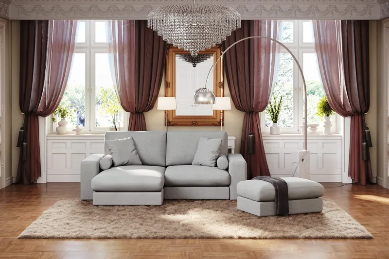 Adelsö by Gynning 3-seter Vendbar L-formet Dyp Divansofa i stoff - Lysegrå - Møbler - Sofaer - Sofaer med sjeselong - 3 seters sofa med divan