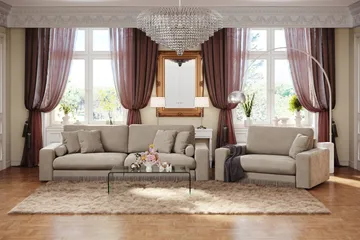 Adelsö by Gynning 4-seter Dyp Sofa i fløyel - Beige - Møbler - Sofaer - 4 seter sofa