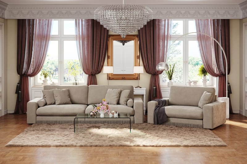Adelsö by Gynning 4-seter Dyp Sofa i fløyel - Beige - Møbler - Sofaer - 4 seter sofa