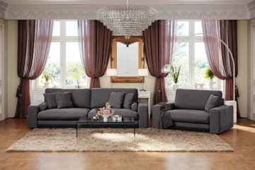 Adelsö by Gynning 4-seter Dyp Sofa i fløyel - Mørkegrå - Møbler - Sofaer - 4 seter sofa