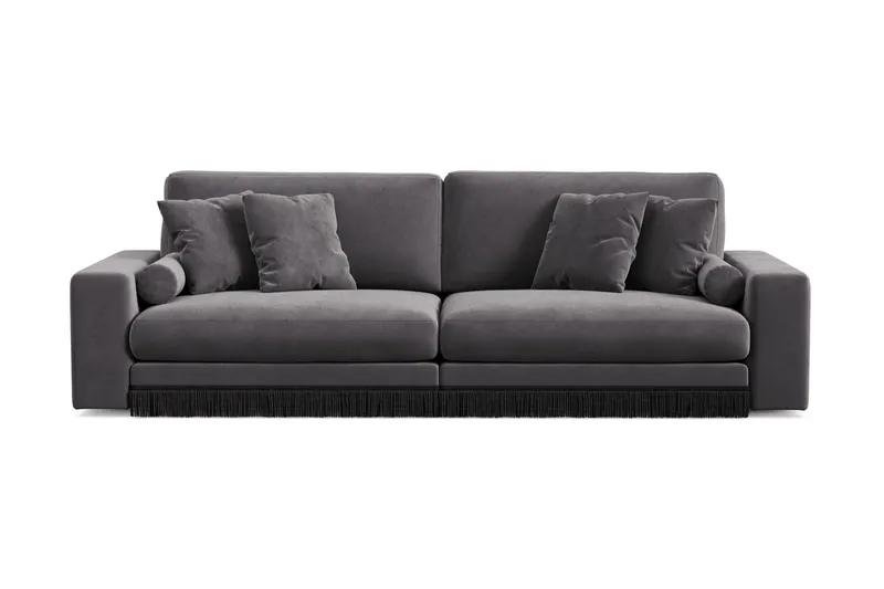 Adelsö by Gynning 4-seter Dyp Sofa i fløyel, Mørkegrå