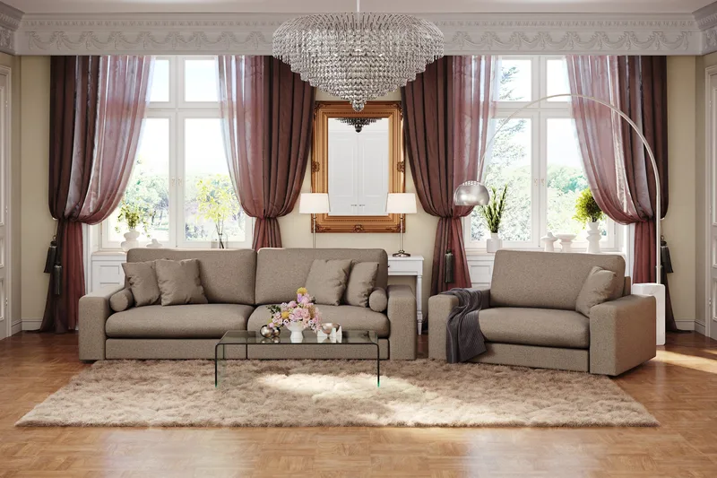 Adelsö by Gynning 4-seter Dyp Sofa i stoff - Brun - Møbler - Sofaer - 4 seter sofa