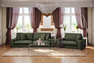 Adelsö by Gynning 4-seter Dyp Sofa i stoff - Grön - Møbler - Sofaer - 4 seter sofa