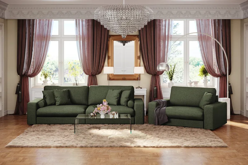 Adelsö by Gynning 4-seter Dyp Sofa i stoff - Grön - Møbler - Sofaer - 4 seter sofa