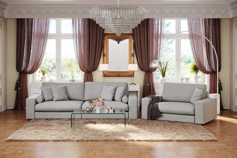 Adelsö by Gynning 4-seter Dyp Sofa i stoff - Lysegrå - Møbler - Sofaer - 4 seter sofa