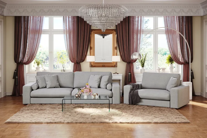 Adelsö by Gynning 4-seter Dyp Sofa i stoff - Lysegrå - Møbler - Sofaer - 4 seter sofa