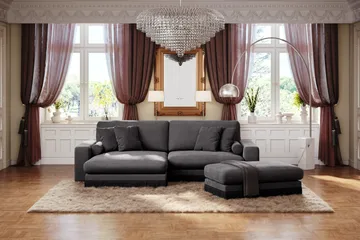 Adelsö by Gynning 4-seter Vendbar L-formet Dyp Divansofa i fløyel - Mørkegrå - Møbler - Sofaer - Sofaer med sjeselong - 4 seters sofa med divan