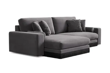 Adelsö by Gynning 4-seter Vendbar L-formet Dyp Divansofa i fløyel - Mørkegrå - Møbler - Sofaer - Sofaer med sjeselong - 4 seters sofa med divan