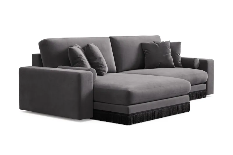 Adelsö by Gynning 4-seter Vendbar L-formet Dyp Divansofa i fløyel - Mørkegrå - Møbler - Sofaer - Sofaer med sjeselong - 4 seters sofa med divan
