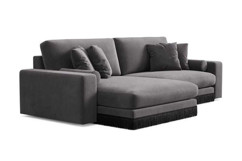Adelsö by Gynning 4-seter Vendbar L-formet Dyp Divansofa i fløyel - Mørkegrå - Møbler - Sofaer - Sofaer med sjeselong - 4 seters sofa med divan