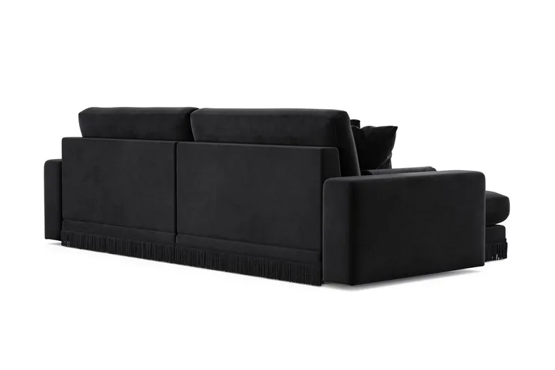 Adelsö by Gynning 4-seter Vendbar L-formet Dyp Divansofa i fløyel - Svart - Møbler - Sofaer - Sofaer med sjeselong - 4 seters sofa med divan