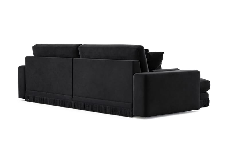 Adelsö by Gynning 4-seter Vendbar L-formet Dyp Divansofa i fløyel - Svart - Møbler - Sofaer - Sofaer med sjeselong - 4 seters sofa med divan