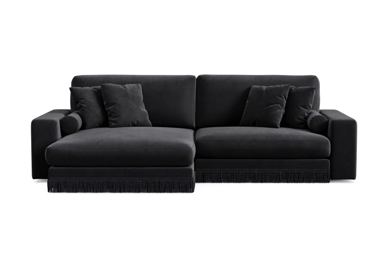 Adelsö by Gynning 4-seter Vendbar L-formet Dyp Divansofa i fløyel, Svart