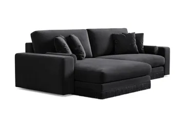 Adelsö by Gynning 4-seter Vendbar L-formet Dyp Divansofa i fløyel - Svart - Møbler - Sofaer - Sofaer med sjeselong - 4 seters sofa med divan