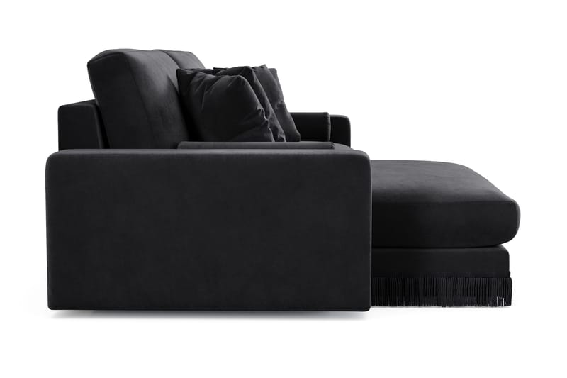 Adelsö by Gynning 4-seter Vendbar L-formet Dyp Divansofa i fløyel - Svart - Møbler - Sofaer - Sofaer med sjeselong - 4 seters sofa med divan