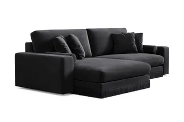 Adelsö by Gynning 4-seter Vendbar L-formet Dyp Divansofa i fløyel - Svart - Møbler - Sofaer - Sofaer med sjeselong - 4 seters sofa med divan