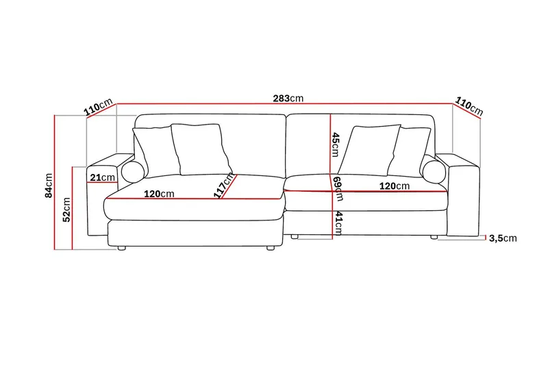 Adelsö by Gynning 4-seter Vendbar L-formet Dyp Divansofa i stoff - Brun - Møbler - Sofaer - Sofaer med sjeselong - 4 seters sofa med divan