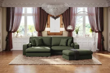 Adelsö by Gynning 4-seter Vendbar L-formet Dyp Divansofa i stoff - Grön - Møbler - Sofaer - Sofaer med sjeselong - 4 seters sofa med divan