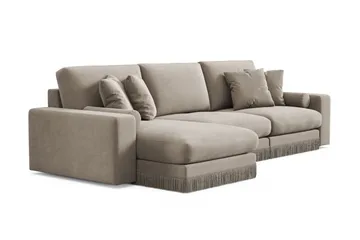 Adelsö by Gynning 5-seter Vendbar L-formet Dyp Divansofa i fløyel - Beige - Møbler - Sofaer - Fløyelssofaer