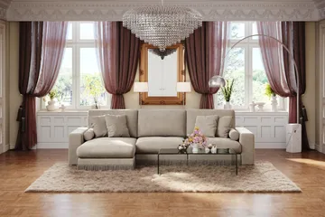 Adelsö by Gynning 5-seter Vendbar L-formet Dyp Divansofa i fløyel - Beige - Møbler - Sofaer - Fløyelssofaer