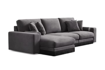 Adelsö by Gynning 5-seter Vendbar L-formet Dyp Divansofa i fløyel - Mørkegrå - Møbler - Sofaer - Fløyelssofaer
