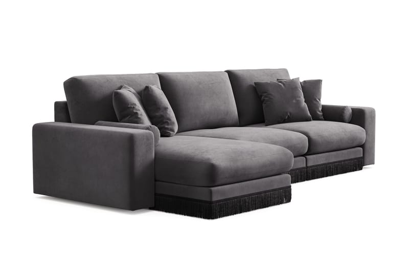Adelsö by Gynning 5-seter Vendbar L-formet Dyp Divansofa i fløyel - Mørkegrå - Møbler - Sofaer - Fløyelssofaer