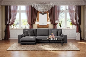 Adelsö by Gynning 5-seter Vendbar L-formet Dyp Divansofa i fløyel - Mørkegrå - Møbler - Sofaer - Fløyelssofaer