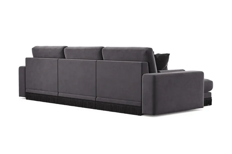 Adelsö by Gynning 5-seter Vendbar L-formet Dyp Divansofa i fløyel - Mørkegrå - Møbler - Sofaer - Fløyelssofaer
