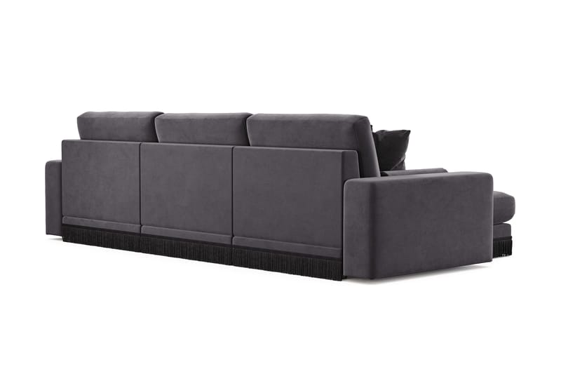 Adelsö by Gynning 5-seter Vendbar L-formet Dyp Divansofa i fløyel - Mørkegrå - Møbler - Sofaer - Fløyelssofaer
