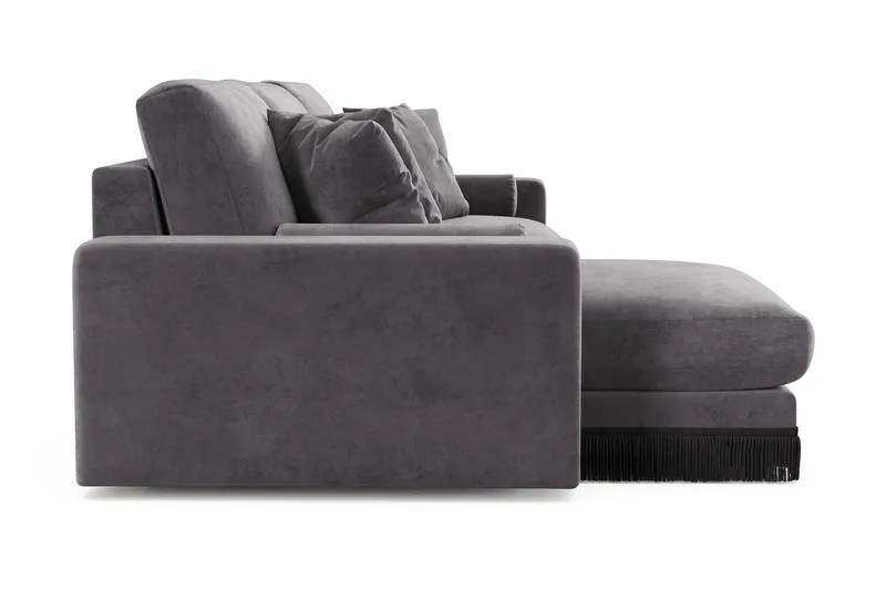 Adelsö by Gynning 5-seter Vendbar L-formet Dyp Divansofa i fløyel - Mørkegrå - Møbler - Sofaer - Fløyelssofaer