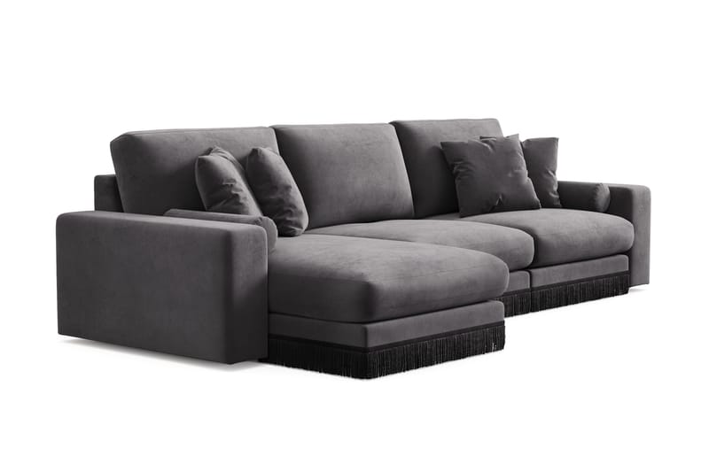 Adelsö by Gynning 5-seter Vendbar L-formet Dyp Divansofa i fløyel - Mørkegrå - Møbler - Sofaer - Fløyelssofaer