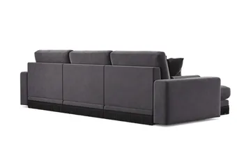 Adelsö by Gynning 5-seter Vendbar L-formet Dyp Divansofa i fløyel - Mørkegrå - Møbler - Sofaer - Fløyelssofaer