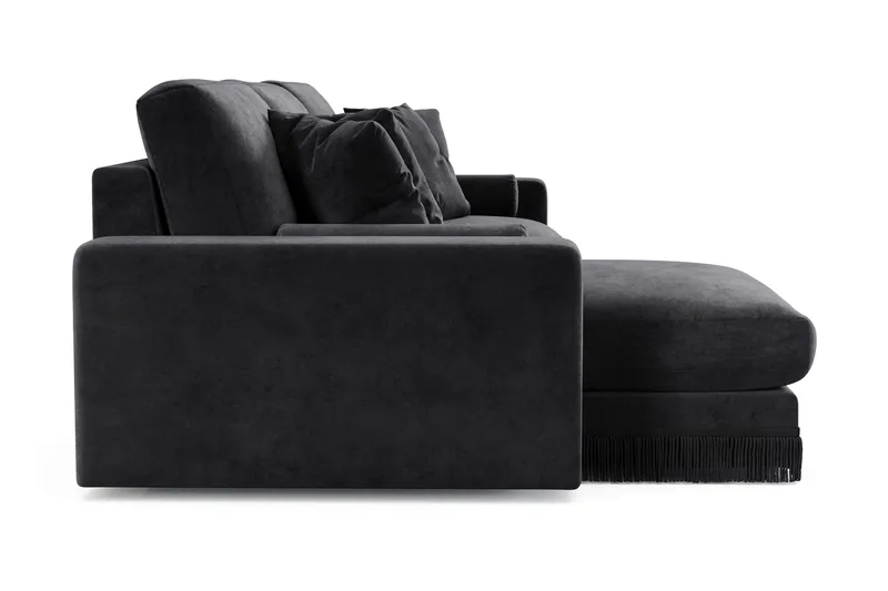 Adelsö by Gynning 5-seter Vendbar L-formet Dyp Divansofa i fløyel - Svart - Møbler - Sofaer - Fløyelssofaer