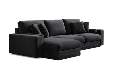 Adelsö by Gynning 5-seter Vendbar L-formet Dyp Divansofa i fløyel - Svart - Møbler - Sofaer - Fløyelssofaer