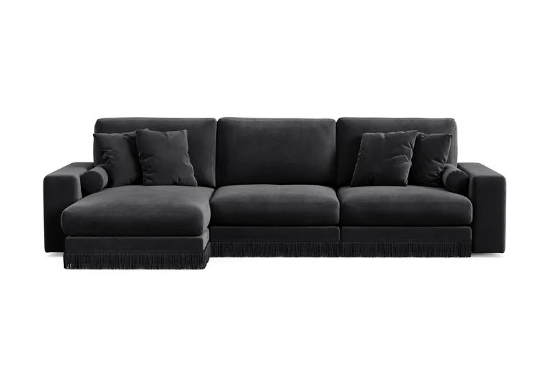Adelsö by Gynning 5-seter Vendbar L-formet Dyp Divansofa i fløyel - Svart - Møbler - Sofaer - Fløyelssofaer