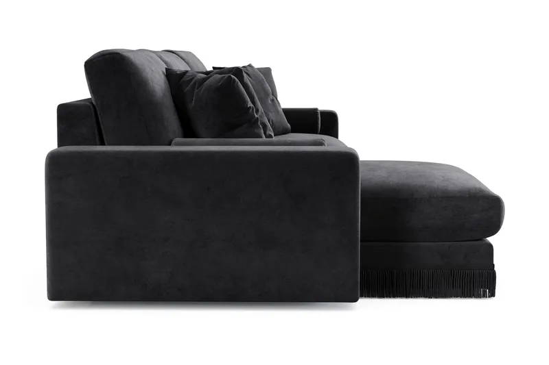 Adelsö by Gynning 5-seter Vendbar L-formet Dyp Divansofa i fløyel - Svart - Møbler - Sofaer - Fløyelssofaer